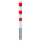Barrier posts | Steel tube 70 x 70 mm | removable, with triangular locking mechanism | hot-dip galvanized and white coated withthree red reflecting stripes | with 1 eyelet